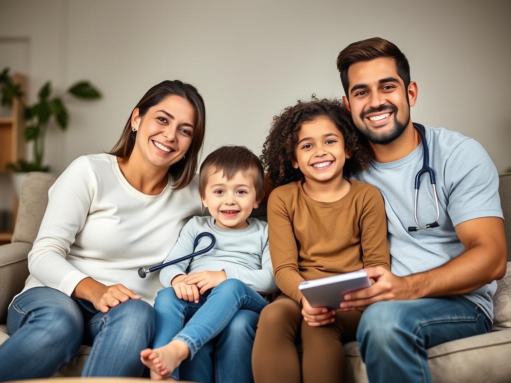 Família feliz coberta pelo plano de saúde SulAmérica Família feliz coberta pelo plano de saúde SulAmérica